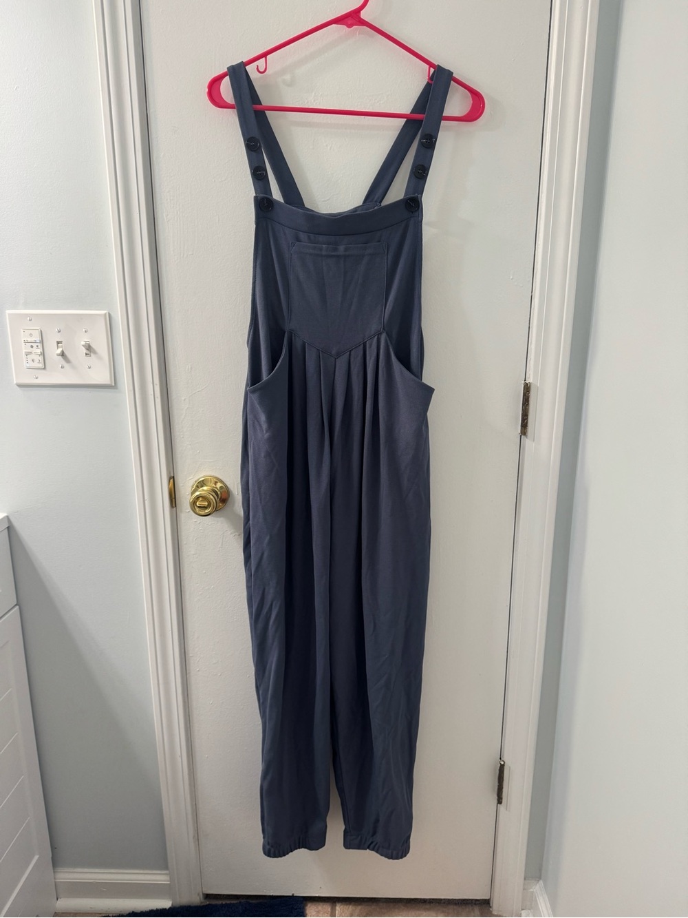 HALARA Overall Romper Jogger Slate Blue with Adjustable Straps
